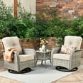 thumbnail image 3 of XIZZI 3-Piece Patio Furniture Set High Back Patio Conversation Chairs Set Outdoor Swivel Glider Rocker Chairs Wicker Outdoor Rocking Swivel Chairs with Side Table for Porch, Beige, 3 of 11