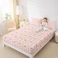 thumbnail image 4 of Homewish Kawaii Bowknot Rabbit Queen Sheet Sets for Teen, Cute Bunnies Lover Flat Sheet, Chic Princess Bow Queen Fitted Sheet, Ultra Soft Bedroom Decor, 4-Piece, 4 of 7