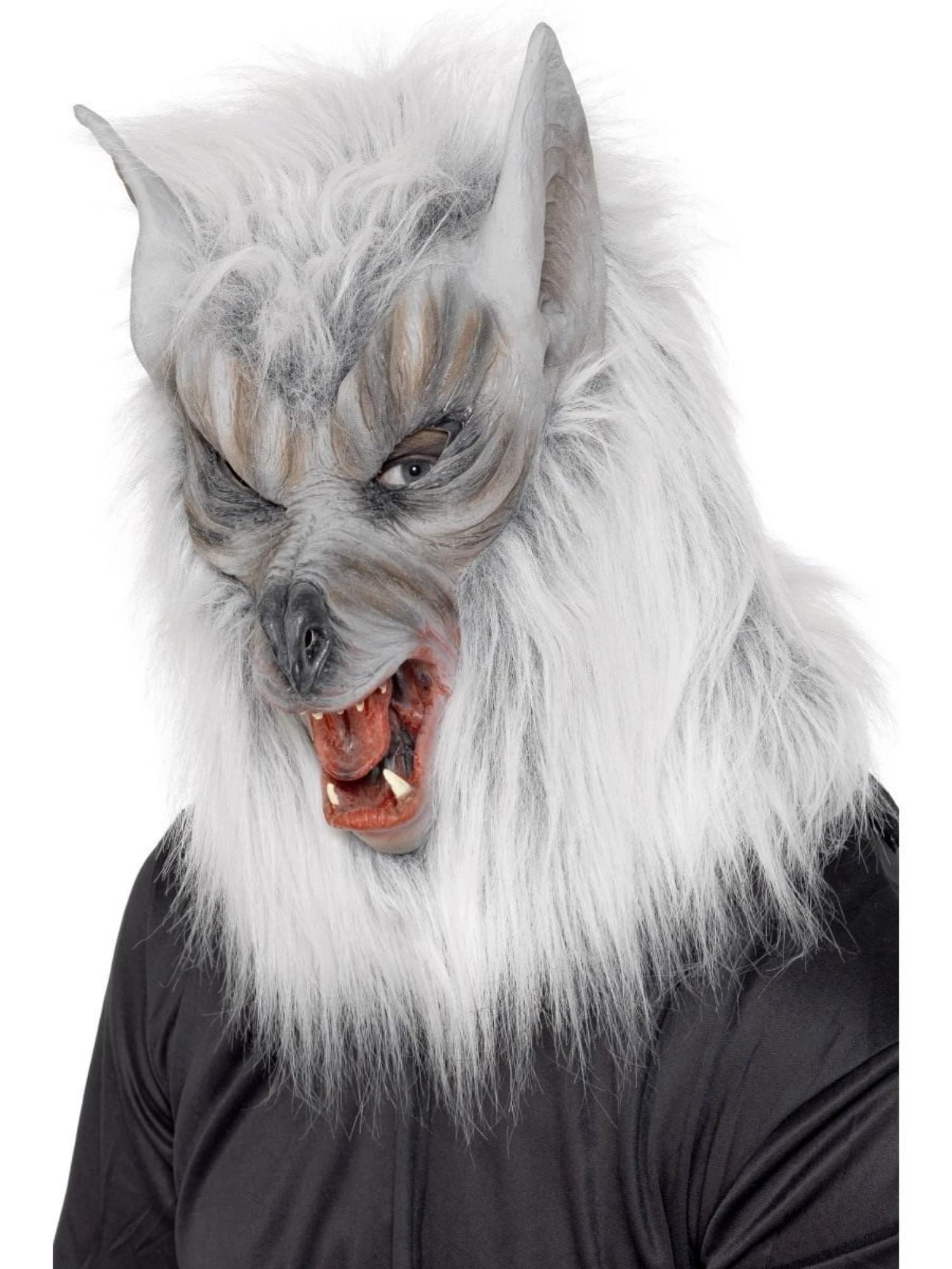 39" Gray and White Men Adult Halloween Wolf Mask Costume Accessory