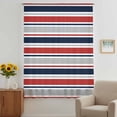 thumbnail image 3 of Red Navy Blue Striped Sheer Curtains 54 Inches Long, Farmhouse Stripes Modern Abstract Art Light Filering Curtains, Breathable Simi Curtain Privacy Drapes for Kitchen Bathroom Small Window Treatment, 3 of 9