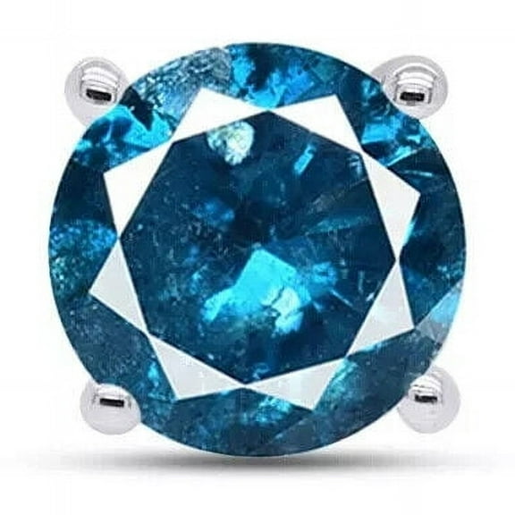 2Ct Round Cut Lab Created Blue Diamond Single Stud Earrings 14k White Gold Finish
