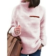 thumbnail image 1 of Fashnice Chandail pour Femmes Couleur Unie Col Haut Chandail en Molleton Doux Sport Rose 4TG, 1 of 2