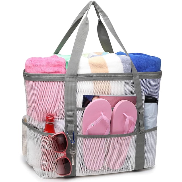 Bolsa de playa, bolsa de playa de malla de color F, bolsa de playa de gran tamaño, 9 bolsas, bolsa de juguetes de playa Ormromra HMHZ485-4