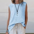 thumbnail image 3 of Mittory Womens Linen Tank Tops Loose Fit Comfy Lounge Wear Summer Sleeveless Crewneck Basic Camisole Lightweight Shirts, 3 of 7