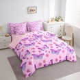 thumbnail image 3 of Homewish Dreamy Pink Butterfly Twin Bedding Sets 7-Piece for Kids, Kawaii Cartoon Animal Bedding Comforter Set, Cherry Blossoms Reversible Sheet Sets, Lightweight Room Decor, 3 of 7