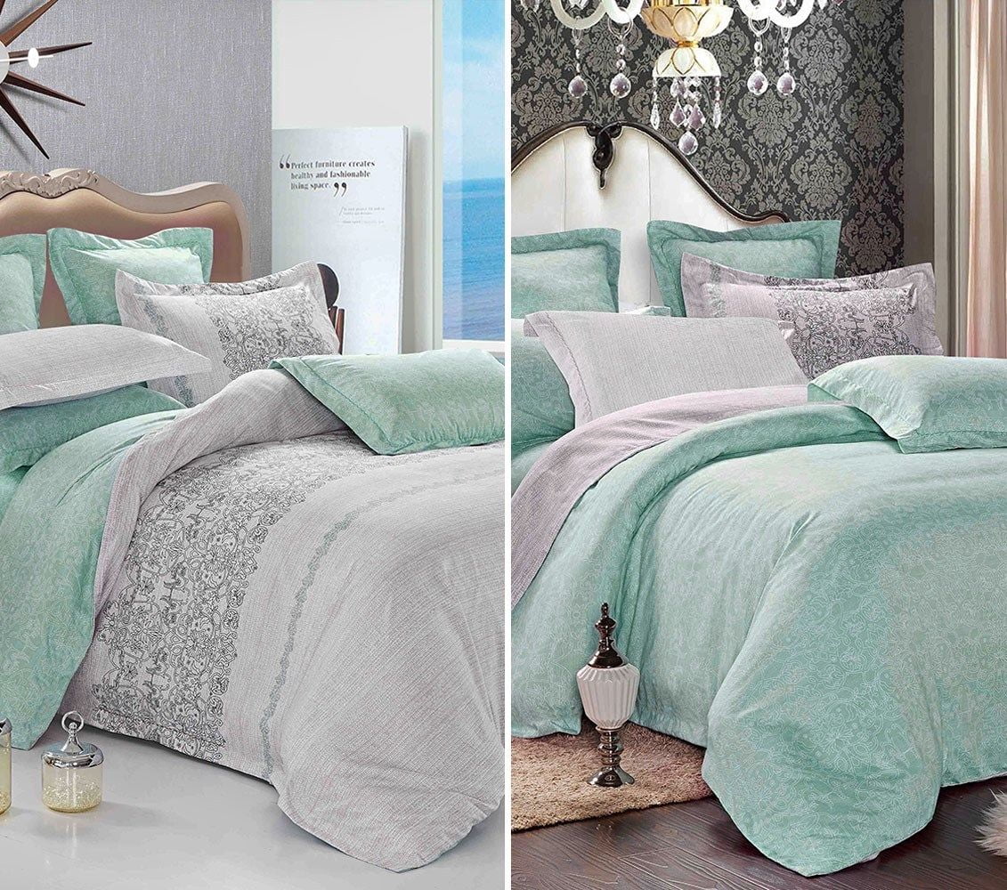 Swanson Beddings Gray-Teal 3-Piece Duvet Cover Bedding Set, California King