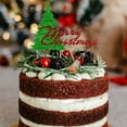 thumbnail image 4 of Costeam 2025 New Merry Christmas Cake Topper - Red Glitter Tree Party Decoration for Xmas Holiday Party Cake Supplies, 4 of 6