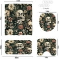 thumbnail image 3 of 4 Pcs Gothic Sugar Skull Bathroom Set with Waterproof Fabric Shower Curtain Set and Non-Slip Rugs Toilet Lid Cover Bath Mat Decor with 12 Hooks(72x72 Inch),Decor Gifts, 3 of 6