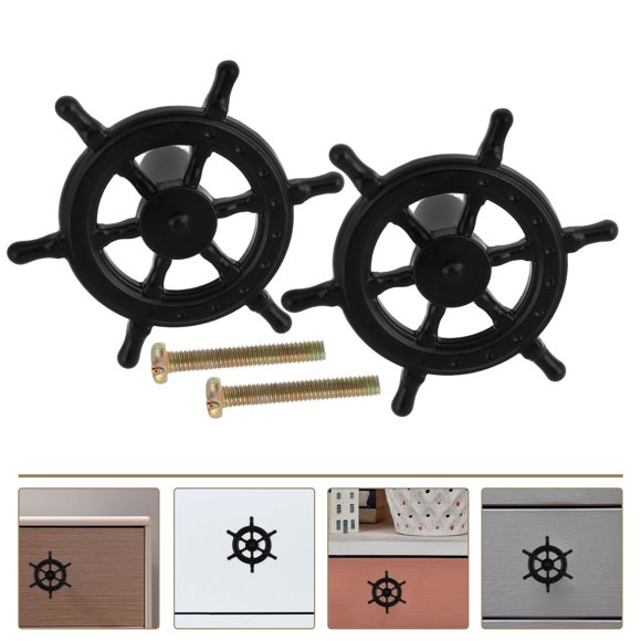 WRITWAA 2Pcs Vintage Cabinet Knobs Black Zinc Alloy Single-Hole Door Handles for Home Decor