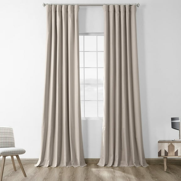 Hazelwood Beige Solid Cotton Blackout Curtain (1 Panel), Hazelwood Beige, 50W X 120L