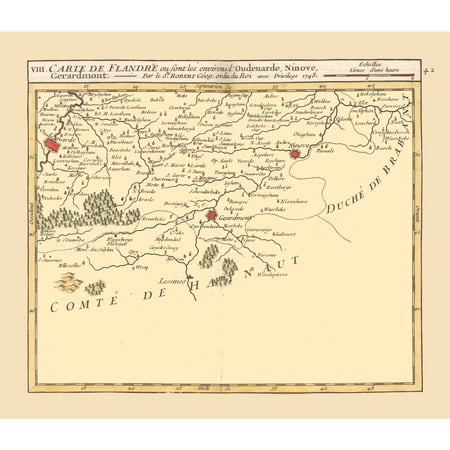 Historic Map - Oudenaarde Belgium - Robert 1748 - Vintage Wall Art