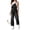 Black, variant on Women's Casual Loose Denim Work Pants Bib Adjustable Shoulder Strap Wide Leg Capri Denim Jumpsuit