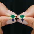 thumbnail image 5 of Rosec Jewels Minimal Cluster Stud Earrings for Women, Emerald and Blue Sapphire Earrings with Diamond (AAA Quality), 14K Yellow Gold, 5 of 9