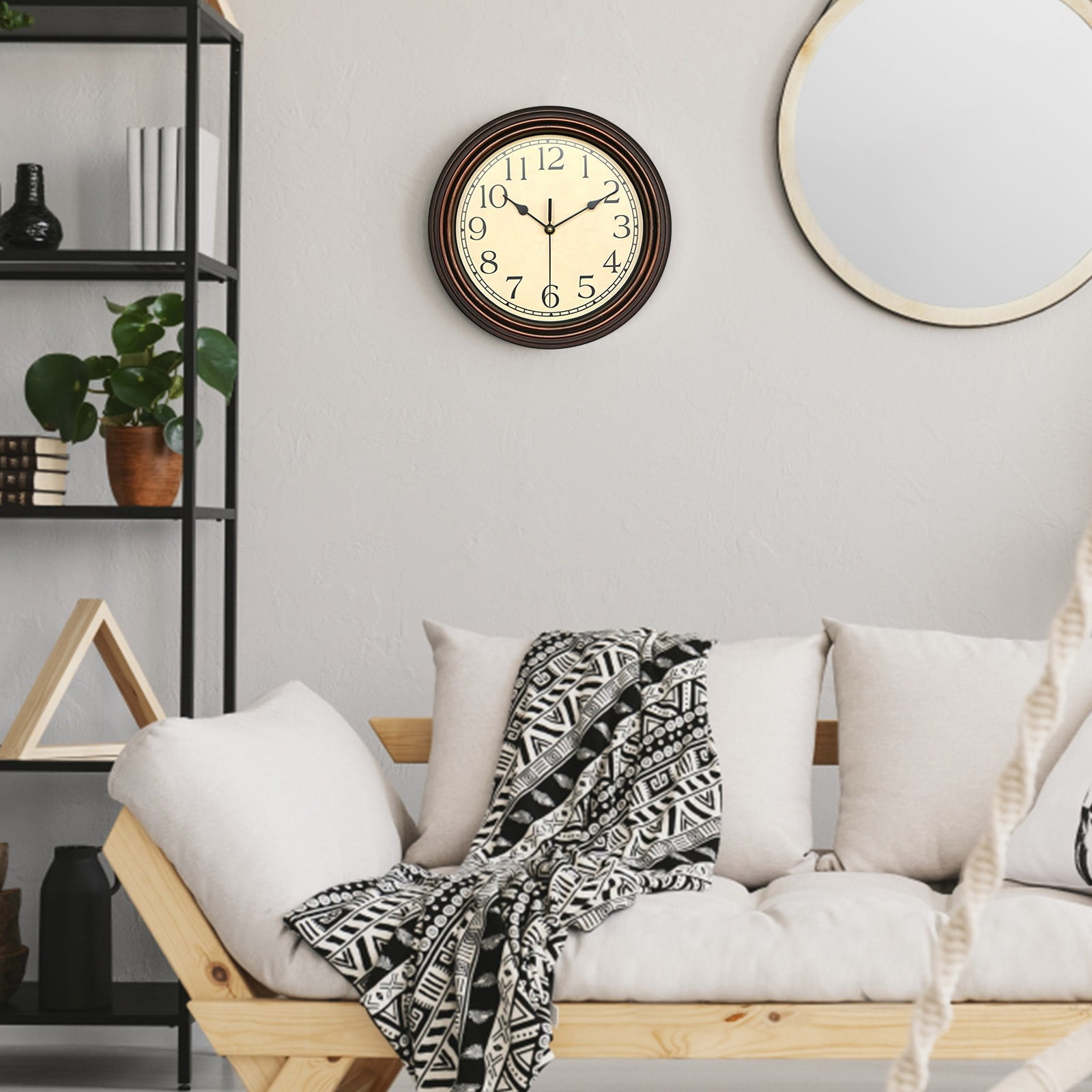 Clearance! Dusknt Clock Clearance Sale! Retro Silent Non Ticking Round Classic Clock Quartz Decorative Battery Operated Wall Clock for Living Room Kitchen Home 12 Inch Bronze, Clock