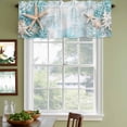 thumbnail image 3 of Coastal Beach Starfish Curtain Valances for Windows, Kitchen Valance Window Treatments Panel 2 Pack, Shell Snowflake Teal Rod Pocket Short Curtains for Bathroom Bedroom 42 x 18 Inch, 3 of 8