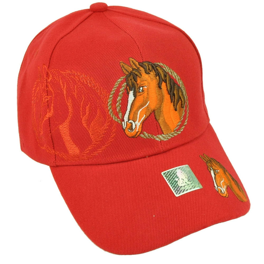 Rope Horse Riding Race Rodeo Animal Mustang Adjustable Hat Cap Red Outdoor Steed
