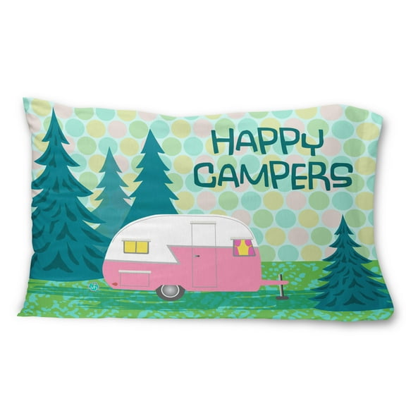 Happy Campers Glamping Trailer Fabric Standard Pillowcase