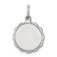thumbnail image 1 of 925 Sterling Silver Rh Plt Pendentif Disque Gravable Charme en Forme de Festonné, 1 of 6
