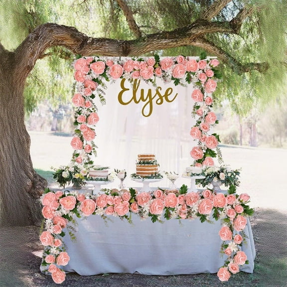 Fmbmuo Artificial Rose Flower Vine Garland for Outdoor Patio, Art Deco Design, UV Resistant