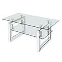 Kepooman Silver Rectangle Coffee Table, Transparent Tempered Glass Sofa Center Table with Lower Shelf and Metal Legs for Living Room Kepooman Silver Rectangle Coffee Table, Transparent Tempered Glass Sofa Center Table with Lower Shelf and Metal Legs for Living Room