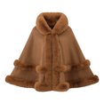 thumbnail image 2 of Samdudou Womens Winter Coats Thick Cloak Elegant Cape Outerwear Faux Fur Trimmed Shawl with Layered Fluffy Detailing for Cold Days Outdoor Occasions Sophisticated Look, 2 of 9