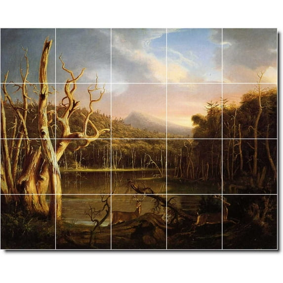 Ceramic Tile Mural-Thomas Cole Landscapes Painting 443. 21.25" w x 17" h using (20) 4.25 x 4.25 ceramic tiles