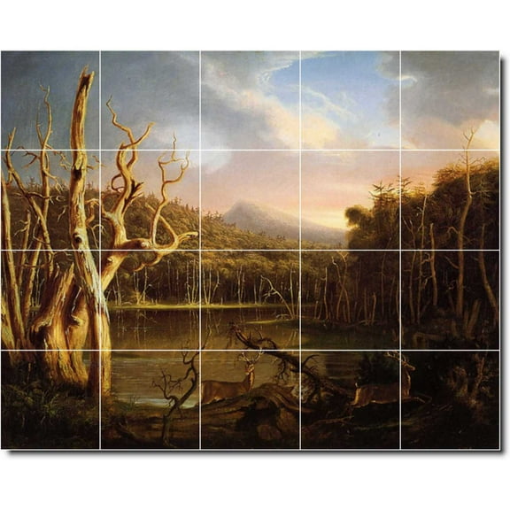 Ceramic Tile Mural-Thomas Cole Landscapes Painting 443. 21.25" w x 17" h using (20) 4.25 x 4.25 ceramic tiles