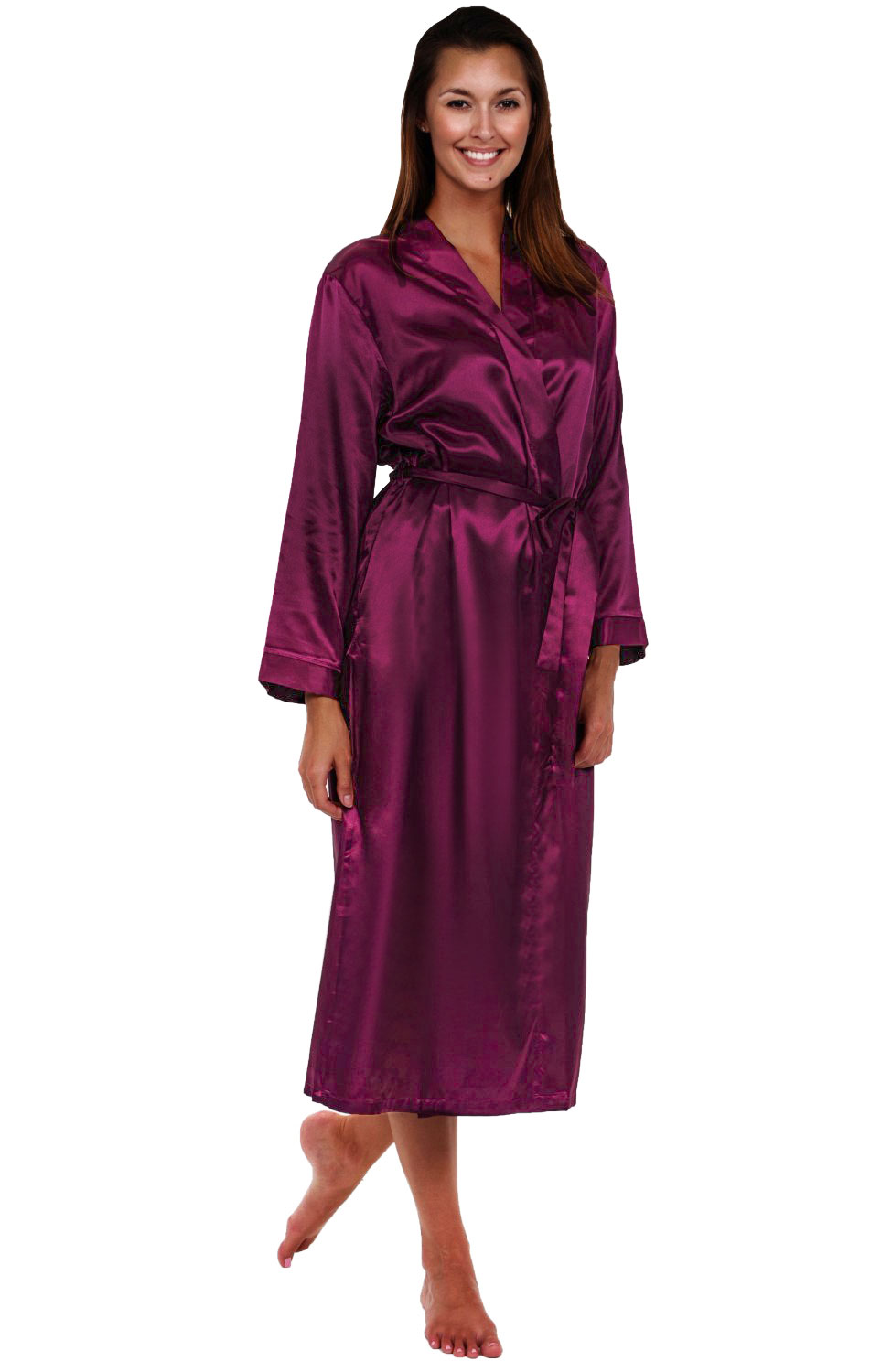 Long purple satin robe Clearance
