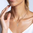 thumbnail image 5 of 14K Solid White Gold French Fleur De Lis Lily Flower Holy Cross Necklace Religious Chain Pendant Jesus Christ Charm, 5 of 8