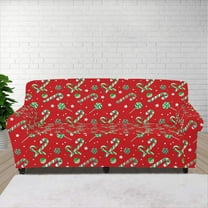 XYZCANDO Christmas Candy Cane Couch Covers Chair Sofa Covers Stretch Printed Armchair Slipcover Couch Cushion Covers Washable Furniture Protection for Pet Kids