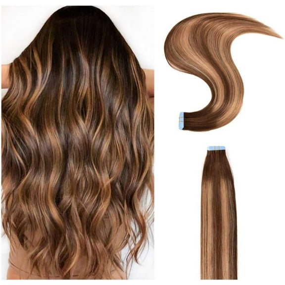Aorsher Remy Hair Extensions, 16 Inch 20 pcs 50g Tape in Hair Extensions, Human Hair Straight Tape in Human Hair Extensions, Natural Black Hair