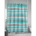 thumbnail image 5 of Shower Curtains for Bathroom-60"x72", Turquoise Gray Striped Waterproof Bath Curtain Grommet Shower Curtain Set with Hooks, Vintage Horizontal Stripes Washable Bath Accessories, 5 of 6