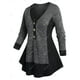 thumbnail image 2 of Camiseta Dos Tonos Botones Tamaño Plus Rosegal Mangas largas de talla grande, 2 of 5