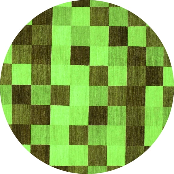 Ahgly Company Indoor Round Abstract Green Modern Area Rugs, 3' Round
