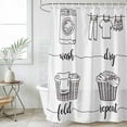 thumbnail image 4 of Laundry Room Bathroom Shower Curtains with 12 Hooks Polyester Waterproof Shower Curtain for Stalls and Bathtubs Cartoon Wash Dry Fold Repeat Simple Lines Art Decorative Bathroom Curtain 72x72 Inches, 4 of 9
