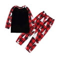 thumbnail image 2 of Conjunto navideño de moda para padres e hijos, pijama con estampado a cuadros para el hogar, cuello redondo, manga larga, conjunto de dos piezas para niños, blusa y pantalones de poliéster para niños, 2 of 4