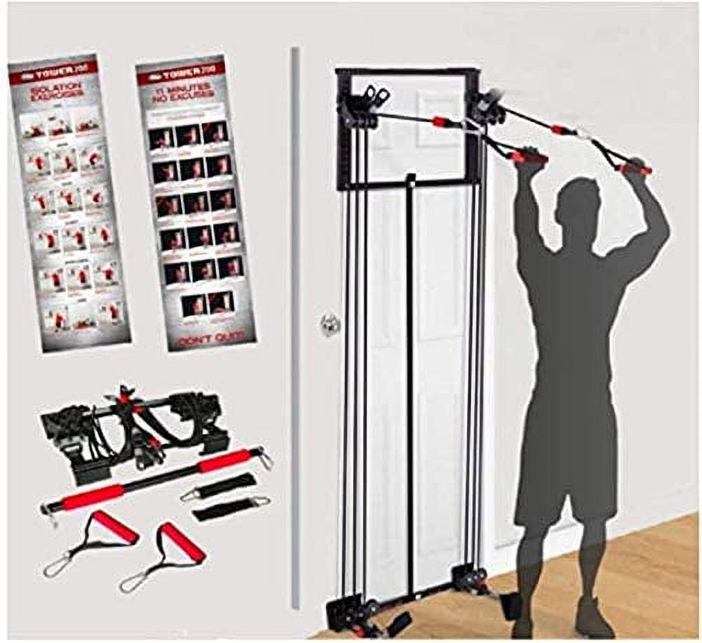 Body Tower 200 Complete Gym Doorway Fitness Set with Exercise Bands for Men Women Resistance Bands Straight Bar Anti Aging Weight Loss