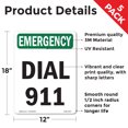 thumbnail image 2 of Dial 911 OSHA Emergency Vinyl Decal Label 18 Inch x 12 Inch - 5 Pack, 2 of 6