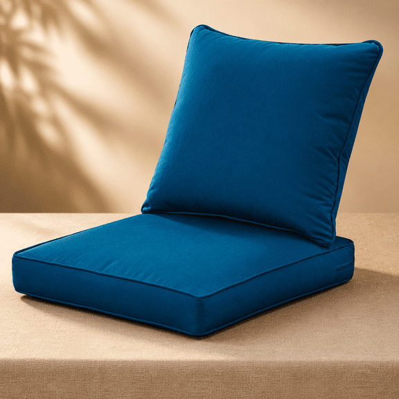 Outdoor/Indoor Deep Seat Cushions for Patio Furniture, All Weather Lawn Chair Cushion 24 x 24 inch 1 Set (Peacock Blue)