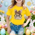 thumbnail image 2 of Laipiong Easter T Shirt for Girls Cute Bunny Bows Graphic Short Sleeve Casual Crewneck Tops Summer Trendy Relaxed Fit Blouses Tees, 2 of 4