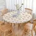 thumbnail image 3 of Beige Cow Flower Pattern Round Fitted Tablecloth with Elastic Edge,Dining Table Cover Waterproof,Outdoor Round Tablecloth for Camping,Dining,Indoor and Outdoor, 3 of 7