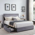 thumbnail image 2 of Taomika, Platform Bed Frame with 7 Storage Drawers, Adjustable Upholstered Headboard， Qull Size Bed-Drak Grey, 2 of 6