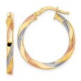 thumbnail image 1 of Quality Gold TF2100 14K Yellow & Rhodium with Rose & White Rhodium Polished Twisted Hoop Earrings, 1 of 1