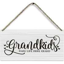 6x12 Inch Grandparents Wood Plaque Sign, Grandkids Wall Decor, Grandparents Grandma Grandpa Gifts From Grandkids Grandchildren, Grandkids Make Life More Grand Home Wall Hanging Decor
