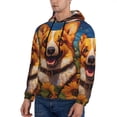 thumbnail image 3 of Pofeuu Artistic Sunflower Corgi Print Mens Casual Hooded Collar Drawstring Hoodies Pullover Sweatshirts Casual Long Sleeve Shirts-X-Large, 3 of 7