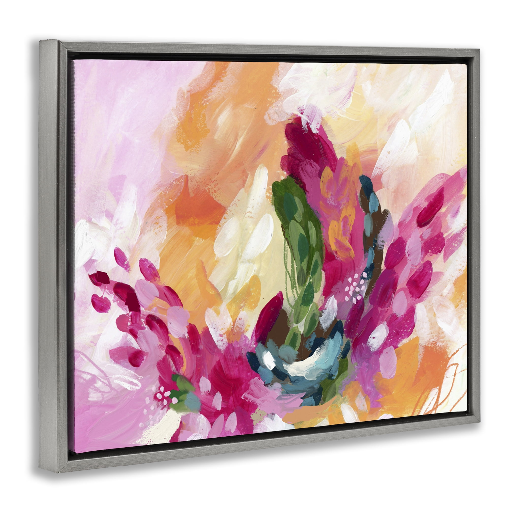 Stupell Industries Tropical Punch Abstraction Abstract Painting Gray Floater Framed Canvas Art Print Wall Art, 21 x 17