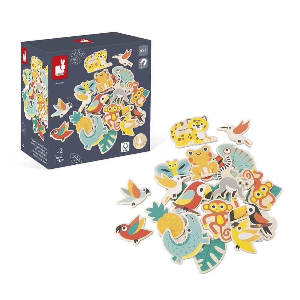 Janod - Tropik - Ensemble Magnétique Tropical - Jeu en Bois Formé - Jouet Créatif et Imaginatif - Pour Tout-Petits - À partir de 12 Mois + - Multilingue - 382742.