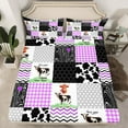 thumbnail image 2 of jejeloiu Farm Animal Cattle Queen Sheet Sets,Geometric Waves Stripes Flat Sheet,Geometric Honeycomb Hexagon Queen Fitted Sheet,Ultra Soft Home Decor,4pcs, 2 of 7