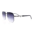 thumbnail image 4 of Mens Luxury Large Rectangle Designer Rimless Metal Rim Mogul Sunglasses Silver Slate - Smoke, 4 of 5