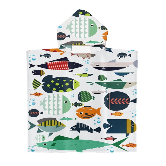 fheaev Kids Beach Hooded Beach Changing Towel Swimming Wearable